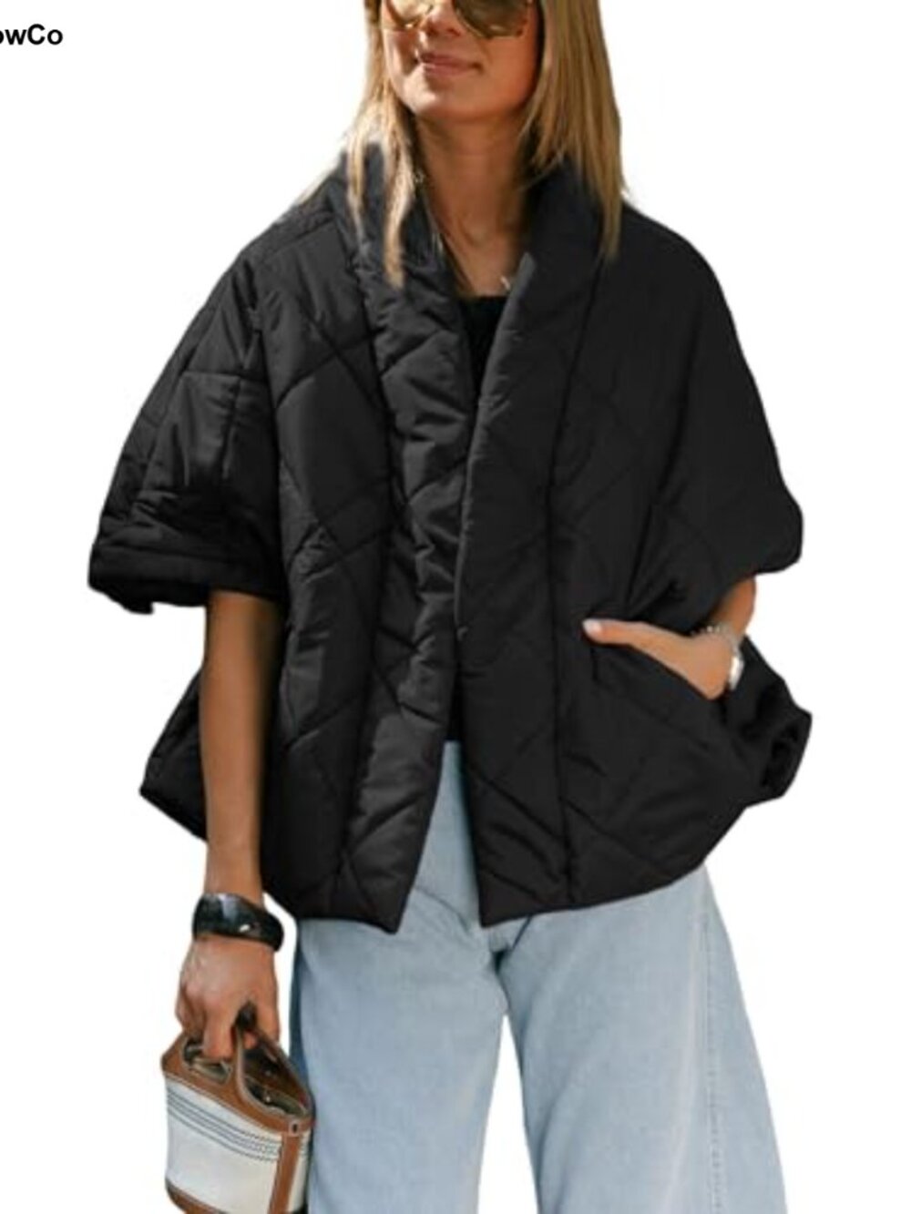 Quilted Puffer Vest Lightweight Oversized Button Front Zip Pockets